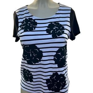 Zenergy Top Women's Size 0 Small By Chico's Floral Stripes Blouse New with Tags
